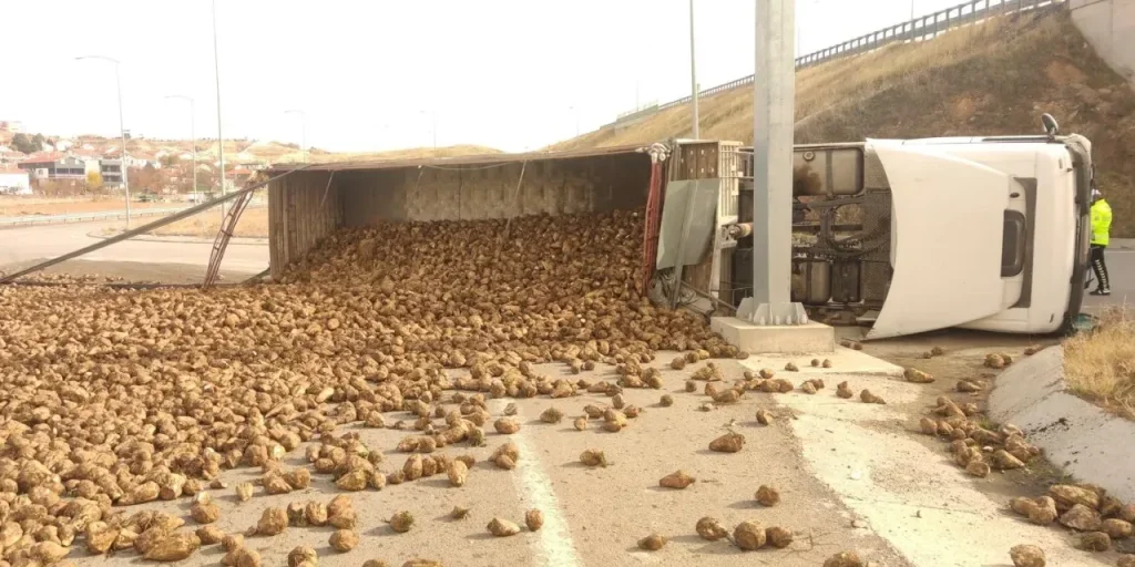 Camion crolla in Kırşehir, danneggia campo di barbabietola senza feriti