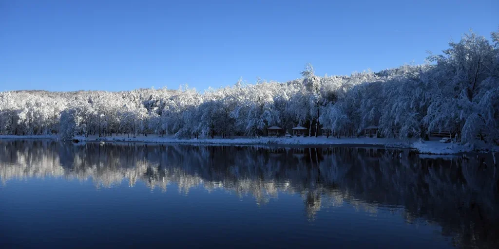 Nevicata trasforma il Parco Naturale Korugöl in un paesaggio bianco da cartolina