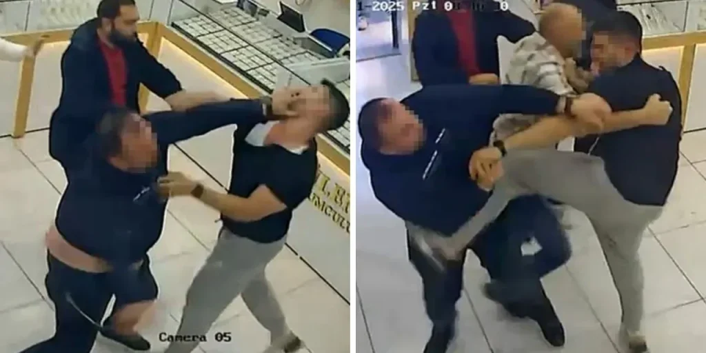 Conflitto violento tra due gioiellieri a Izmir: video mostra scambi di calci e pugni