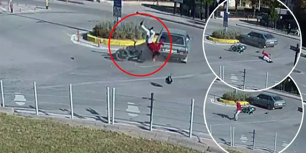 Motociclista sopravvive a collisione con auto a Amasya e indossa scarpa lanciata