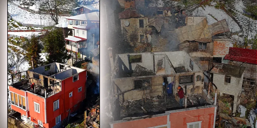 Incendio in Rize: tre abitazioni distrutte, nessun ferito grazie all'intervento rapido dei vigili del fuoco