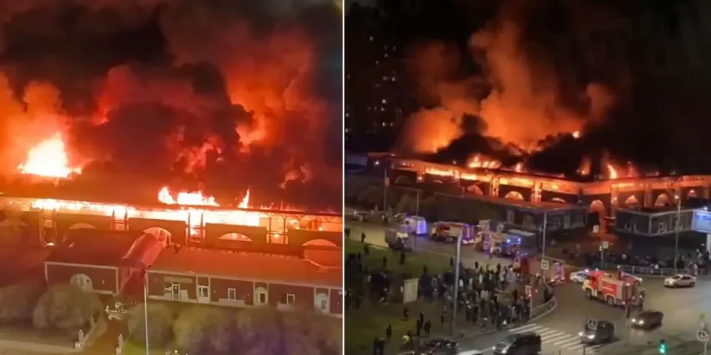 Grande incendio in un mercato di San Pietroburgo provoca evacuazione completa