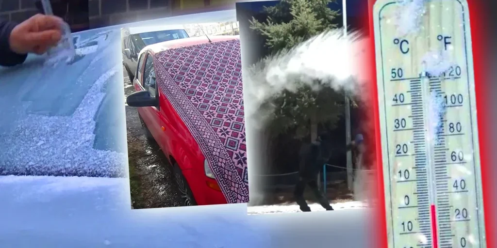 Kars: temperatura di -13 °C blocca veicoli e congela alberi