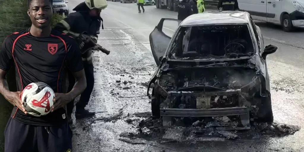 Incendio su auto a noleggio di calciatore Samsunspor a Ilkadim