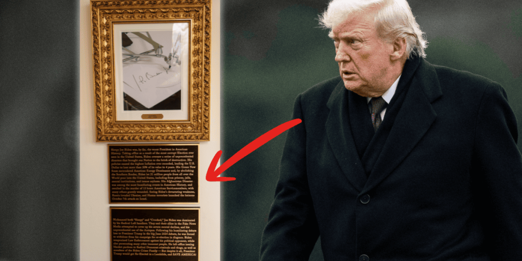 Trump esprime critiche contro Biden con cartelli nella galleria della Casa Bianca