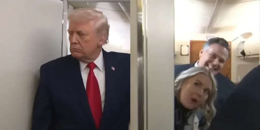 Incidente a bordo dell'Air Force One: porta del bagno si apre e colpisce Trump