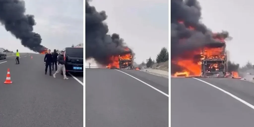Incendio su autobus di viaggio a Eskişehir: 25 passeggeri salvati all'ultimo momento