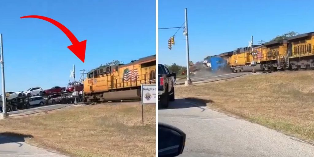 Incidente ferroviario nel Texas: collisione tra treno merci e autocarro carico di automobili, nessun ferito ma gravi danni e interrogativi sulla sicurezza dei trasporti